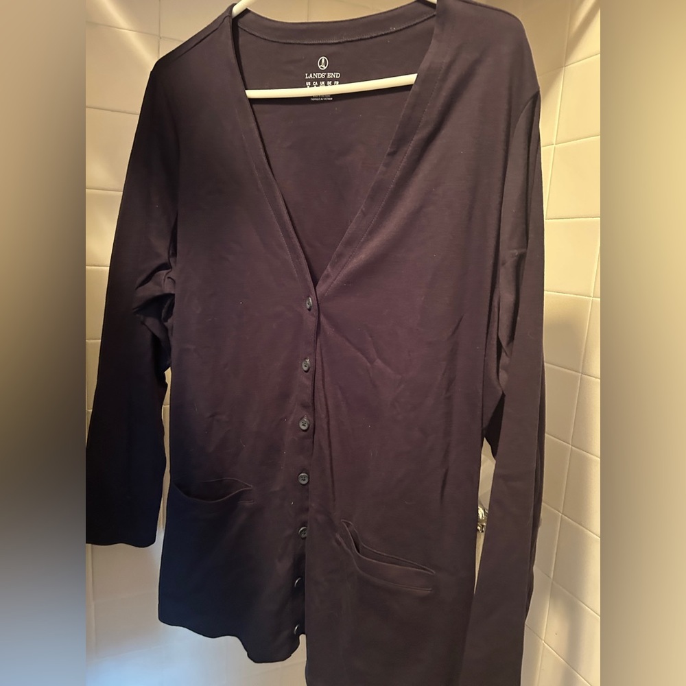 Lands' End Women's Navy Tunic Cardigan